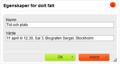 Formulär med kopia till avsändaren III Om du vill lägga in en informationstext i mejlet (till avsändaren) använder du ett dolt fält.