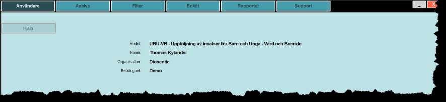 Uppföljningsverktyget består av 6 flikar Användarinstruktion - dioevidence Spara och hantera rapportmallar. Supportinfo Användarinstruktioner Här matas svaren in i enkäten och sparas i databasen.