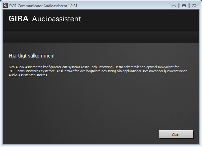 Audioassistent När PTS-Communicatorn startas första gången visas meddelandet att Audioassistenten ska köras på användardatorn. Bekräfta meddelandet med "OK" för att starta Audioassistenten.