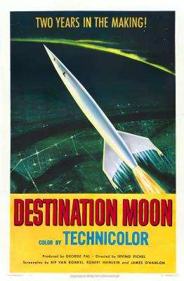 Destination Moon (1950) Visas 4:e april, start 19:50 Slut: 21:25 Destination Moon är ett av de första riktigt allvarliga försöken att på film visa hur en månfärd ur ett vetenskapligt perspektiv