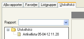 Favoriter, genvägar, listgrupper och utskriftskö För att lägga till en lista som favorit, genväg eller listgrupp finns möjlighet att via den öppna rapporten välja menyval Verktyg och därefter