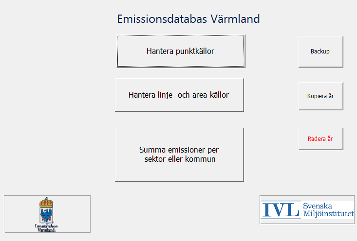 BILAGA 1 2 Startsida Databasen öppnas genom att användaren dubbelklickar på filen EmDBVärmland.mdb.