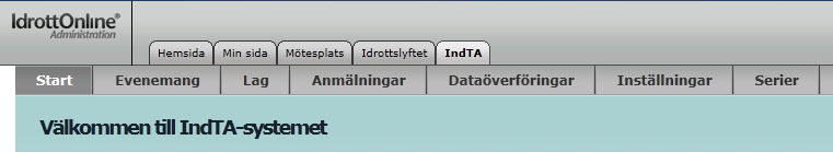 Inledning Denna manual beskriver hur man administrerar evenemang, tävlingar, anmälningar och dataöverföringar i den administrativa delen av IndTA.