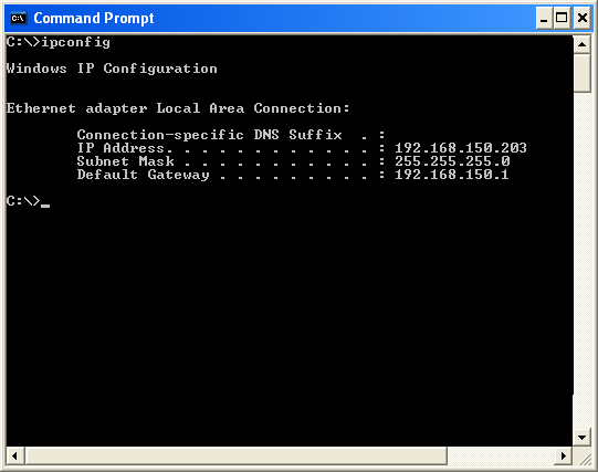 Felsökning \ Utför stegen nedan för att kontrollera datorns nätverksinställningar.. Öppna en kommandoledtext (MS-DOS Prompt).