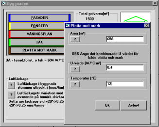 Figur 3.7 Dialogruta för indata till platta på mark/källare Indata läggs in i dialogrutan i figur 7 under menyn Indata/Konstruktion/Platta mot mark.