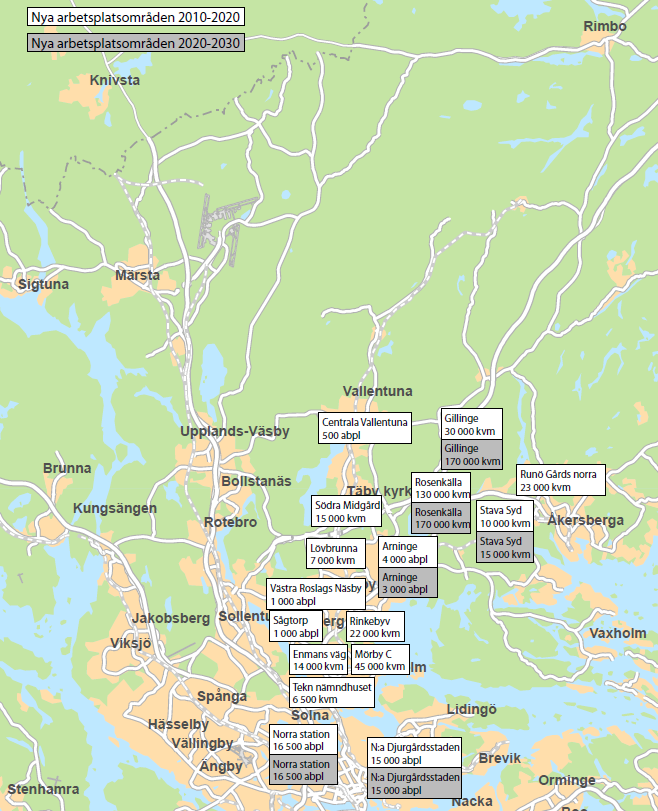 Etableringar av arbetsplatser och handel ligger också utanför den omedelbart kommunala påverkan, även om