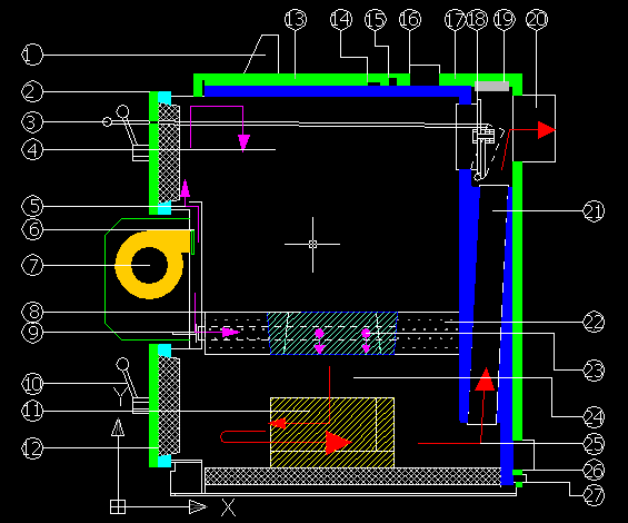 Schema Ladan 25 kw: 1. Elektrisk regulator 14. för sensor 2. Övre lucka 15. för nödtermostat / 3. Stång för spjäll 16. Vatten utlopp 4. Förbränningskammare 17. Övre bakre täckplåt 5.