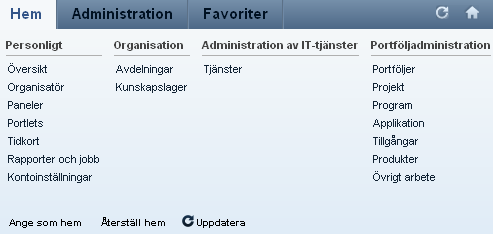 Kapitel 2: Komma igång Det här avsnittet innehåller följande ämnen: Hem-meny (på sidan 15) Ange som hemsida (på sidan 16) Visa din information (på sidan 17) Favoriter (på sidan 24) Hem-meny Hem-menyn