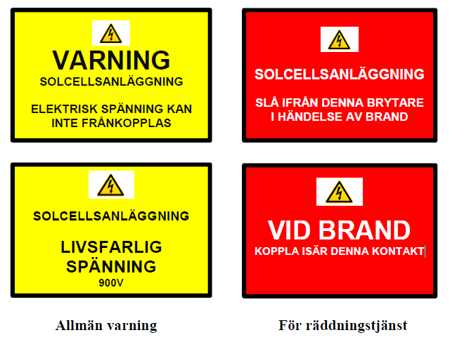 Bakgrundsmaterial Sammanfattningsvis framkommer att räddningstjänsten ser ett behov av väl specificerad dokumentation, skyltning och varselmärkning av anläggningen.