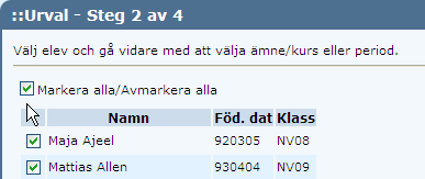 Rapporter Närvaro/Frånvaro Med stjärna i