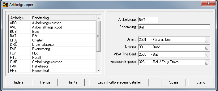 Grunder: Inställningar/Kontoplan Lägg upp ett nytt betalningssätt som heter "VISA The Card" och bocka för valet "Kreditkort".