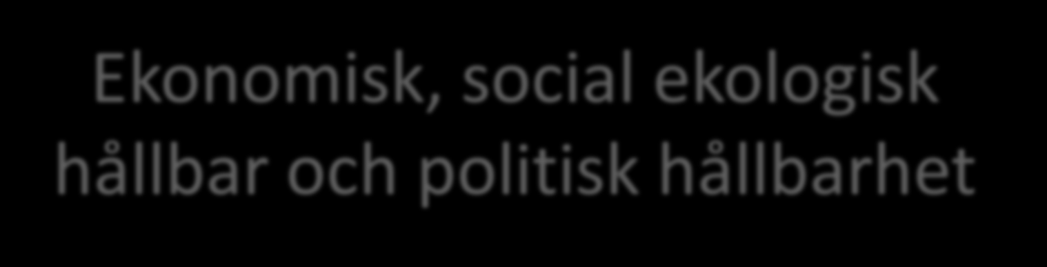 Ekonomisk, social ekologisk hållbar och politisk hållbarhet människa-natur människa-människa relationen människamänniska/människa-natur " en process, genom vilken vi lär