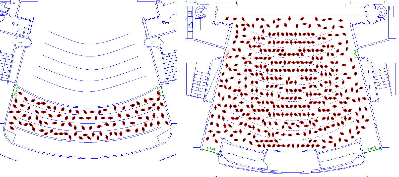 Simuleringar har även gjorts separat på balkongdelen för att se hur förflyttningstiden blir för endast balkongen. Dessa försök presenteras i Tabell Q 5 