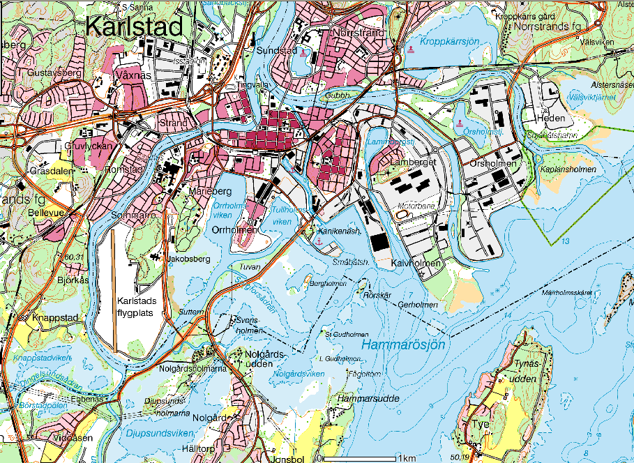 BILAGA D2 2 Kort områdesbeskrivning RAPPORT 5 (24) 2012-11-09 Kylvatten kommer att återföras till den inre delen av Yttre Hamnen i Karlstad (Figur 2.1 och 4.1).