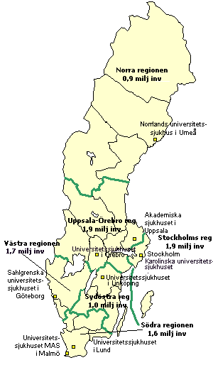 BILAGA 2: Landets sjukvårdsregioner Kartan: Landets