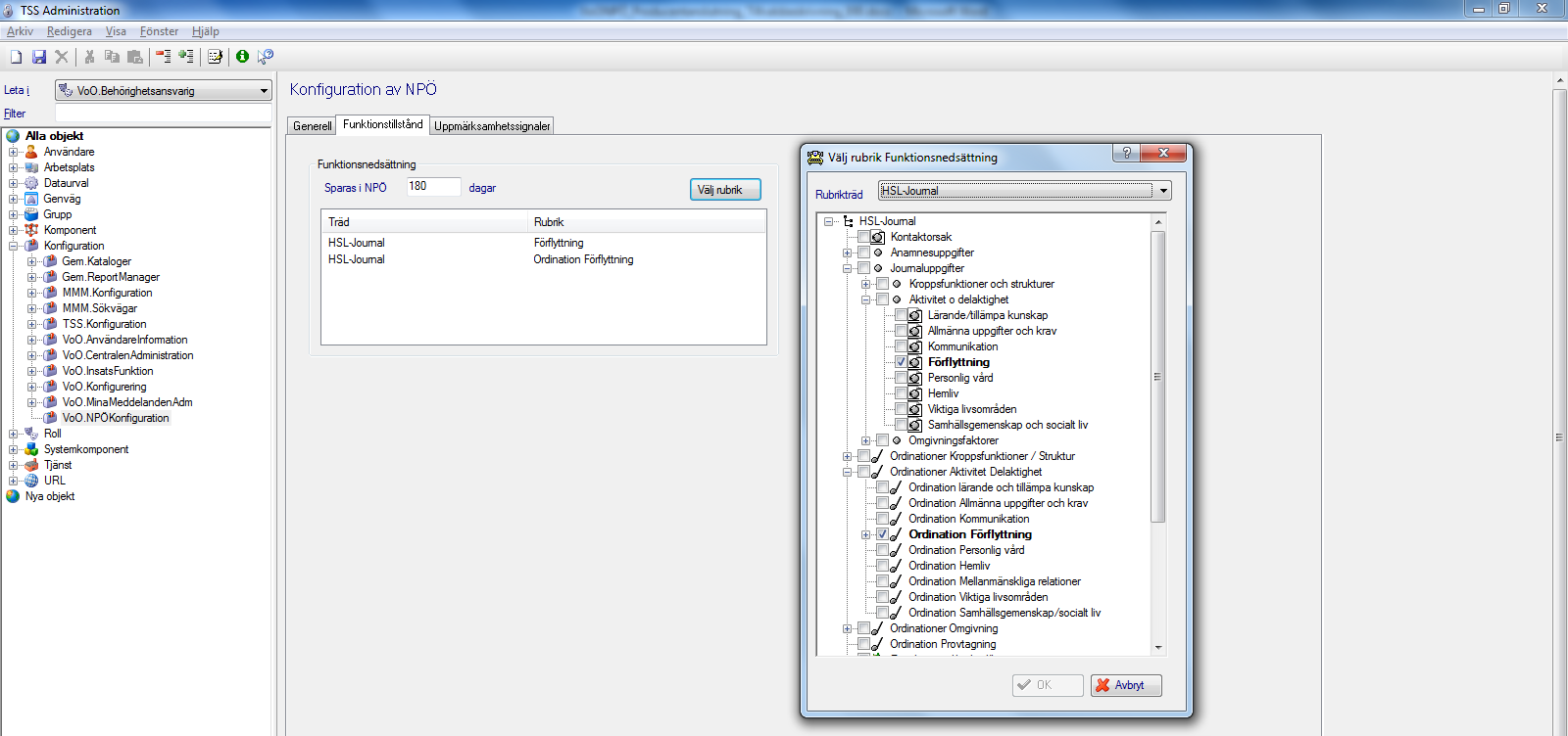 Sida 14/22 1.6.4 Mappning av Funktionsnedsättning Gå till Procapita, TSS, Konfiguration, VoO.NPÖKonfiguration Klicka på Välj rubrik.