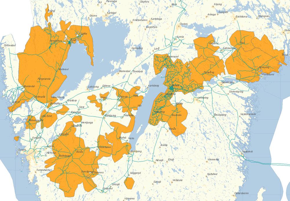 Nätområde i södra Sverige Trollhättan 29