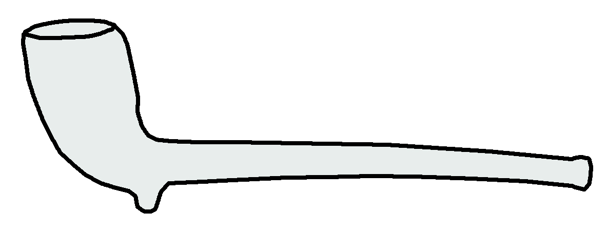 Kritpipa av vit lera. Att dricka tobak blev vanligt under 1600-talet. I Holland tillverkades många kritpipor av engelsk eller belgisk lera.