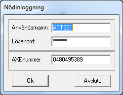 Har du varit inloggad tidigare kommer inloggningsdata från senaste inloggningen att vara förifyllda.