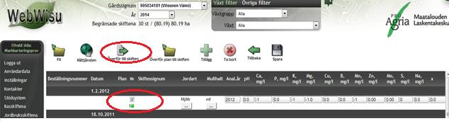 På följande sida kryssas för det skifte på vilket man vill placera provet och sparas genom att trycka på Spara-ikonen i övre balken. Programmet anmäler om att placeringen lyckades. 9.3.