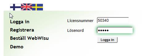 Licensnumret matas in på WebWisus inloggningssida www.webwisu.fi 2.1.2 LÖSENORD För Varje WebWisus användare har inställts ett eget lösenord.