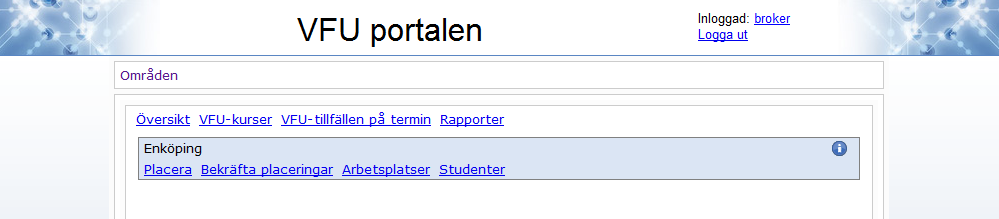 13. Översikt över område Klicka på länken Områden i smulraden för att komma upp ett steg i strukturen.