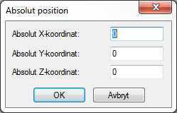 relativt från sista position / Absoluta koordinater (Kortkommando = 0)