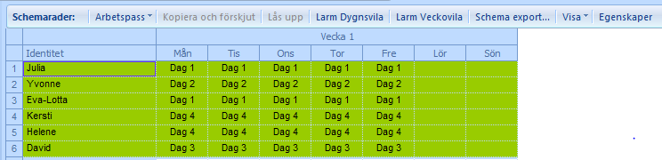 Ställ markören på nya trefärgade klossen 2016 blå gul grön och högerklicka. Dra markören till Ny och fortsätt dra musen till höger och klicka en gång på Avstämningsperiod.