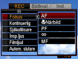 3. Använd [8] och [2] till att välja önskad menypost och tryck sedan på [6]. 4. Använd [8] och [2] till att ändra inställningen. 5. Kontrollera inställningen och tryck sedan på [SET].