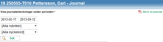 Stäng journalen När du skrivit klart anteckning är det dags att stänga journalen. Använd knappen stäng journal uppe i höger hörn.. Klicka på Stäng journal upp i höger hörn.