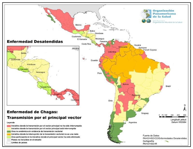PAHO: kontroll av smitta via skinnbaggar (2011) WHO 2010: ~ 10 miljoner smittade Smittöverföring via vektorn människor