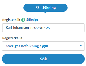 SVERIGES BEFOLKNING 1950 Hösten 2015 publicerade Arkiv Digital databasen Sveriges befolkning 1950 - en väldigt användbar och efterlängtad databas då den avslöjar hemligheter från 1940-talet.