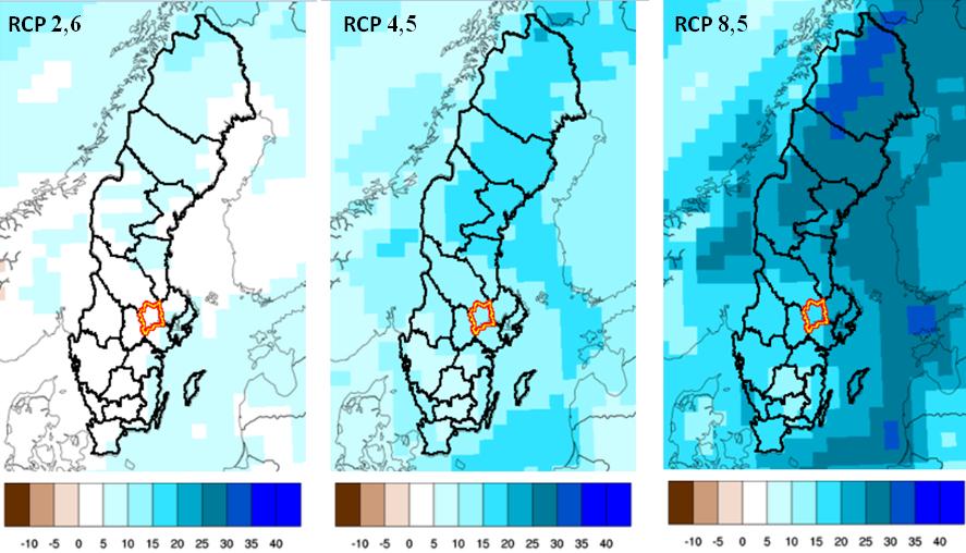 BILAGOR BILAGA 1. FRAMTIDA NEDERBÖRD I SVERIGE ENLIGT IPCC:S KLIMATSCENARIER Figur 35.