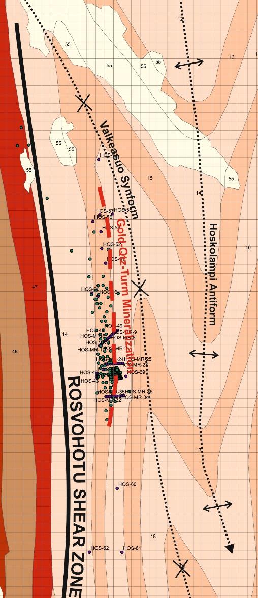 (1723m/23 hål) Höghaltig pipa reduserad Prospektering år 2015: Förlängning