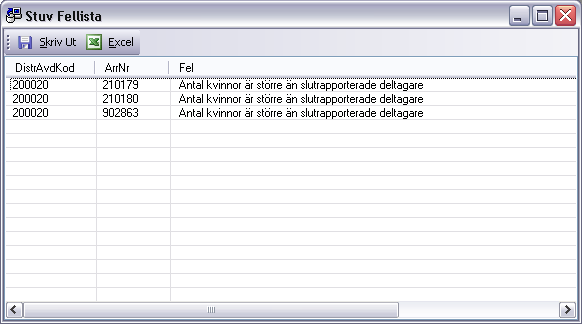 Listan som visas kan sedan skrivas ut på skrivaren eller