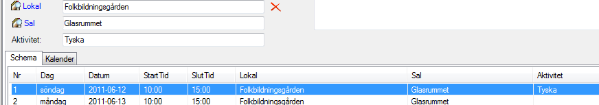 3. Du hamnar direkt på dagen och tiden där krocken är. Här kan Du välja, antingen ny tid samma dag eller ny dag och ny tid. Dubbelbokad dagar markeras med blått i kalenderöversikten.