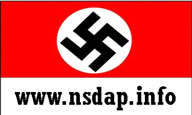 polisen kom till platsen. En NSDAP / AO reklam banner.