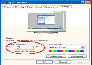 6 Klicka på Inställningar. 7 Ställ in upplösningen medskjutreglagettill Optimal förinställd upplösning. Windows ME/2000 För Windows ME/2000: 1 Klicka på START.