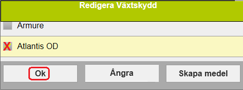 TA BORT UPPGIFTER Om du vill ta bort en enskild insatsvara, klickar du mitt i behandlingen.