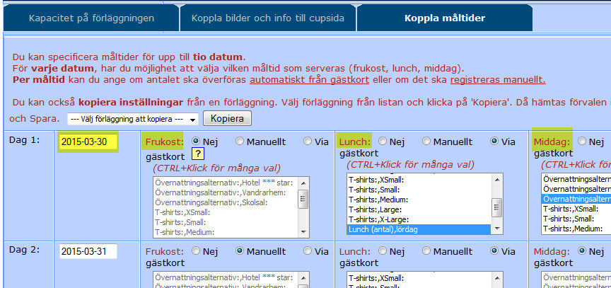 Sid 8 Är du sugen på alternativet med att visa förläggningar på er cupsida? Se kapitel 5 - "Visa era förläggningar på cupsidan". Där redovisas steg-för-steg hur du går tillväga.