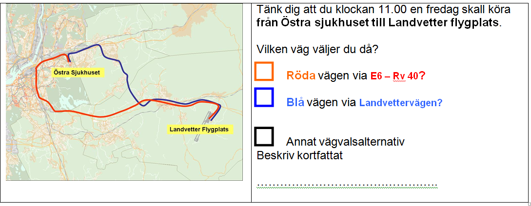 Val av relationer Intressanta att studera Rimliga alternativ med olika karaktär Enkla att förstå Olika mycket omväg Utgick från