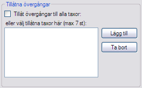 10 / 49 Namn är namnet på taxan, det är det som visas när man väljer en taxa i taxametern. Namnet bör reflektera vad man använder taxan till, ex. Vanlig taxa, Bud eller Fastpris.