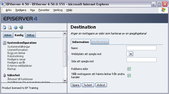 66 Administratörshandbok EPiServer 4.50 Konvertera formulär I version 4.50 har en ny formulärmotor utvecklats.