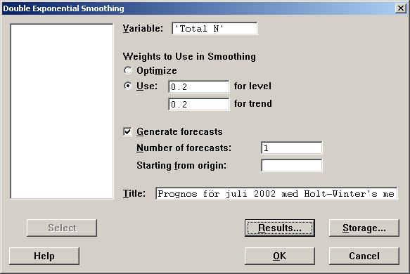 StatTimes SeriesDouble Exp Smoothing Två