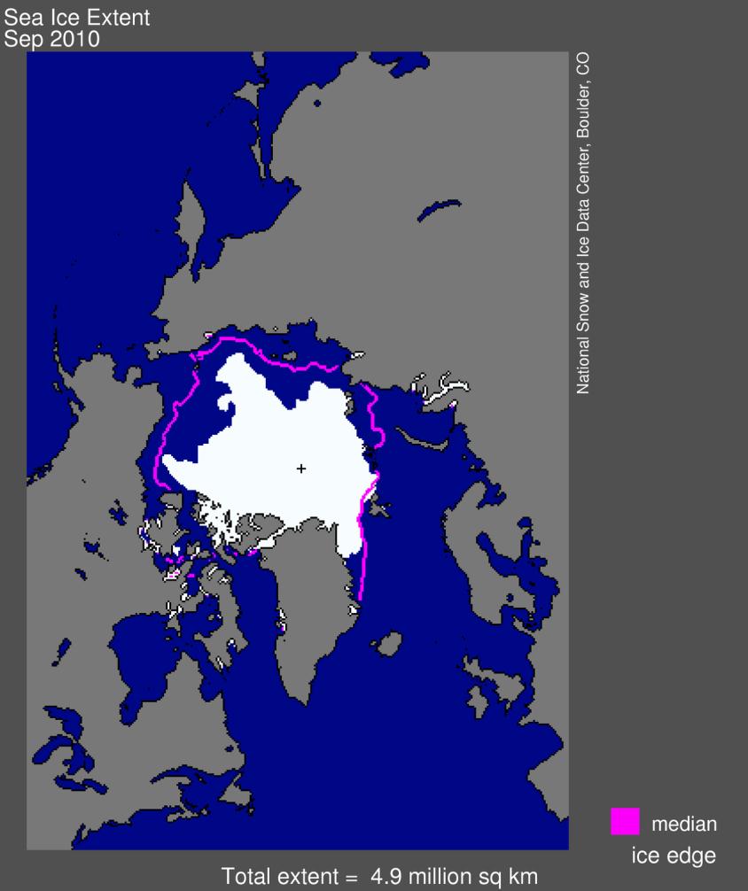 Ice extent in the Arctic in