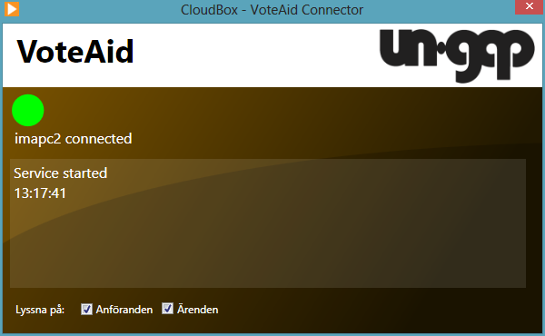 man ange CloudBox Presenter-PCns IP-adress i genvägen för voteaidbridge.exe: Exempel: C:\votaud\voteaidbridge.exe C:\votaud\Kf 192.168.1.88 Läs om hur man tar reda på en dators IP-nummer nedan. 6.