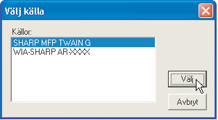 SCANNA FRÅN EN TWAIN-KOMPATIBEL APPLIKATION Scannerdrivrutinen för SHARP är kompatibel med TWAIN-standarden, vilket gör att man kan använda den med ett antal TWAIN-kompatibla program.