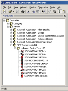 Projektering och idrifttagning Uppbyggnad av DeviceNet-nätverk med programvaran RSNetWorx I 0 4 4.