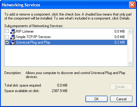 6 Få ut mesta möjliga av Thomson Gateway 6.1.4 Installera UPnP i Windows XP Lägga till UPnP Om du kör Microsoft Windows XP bör du lägga till UpnP-komponenten i systemet.