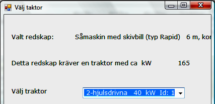 Figur 37. Enda redskapet i Sammanställningen som behöver en traktor är såmaskinen.